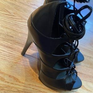 Aldo leather lace up gothic heels